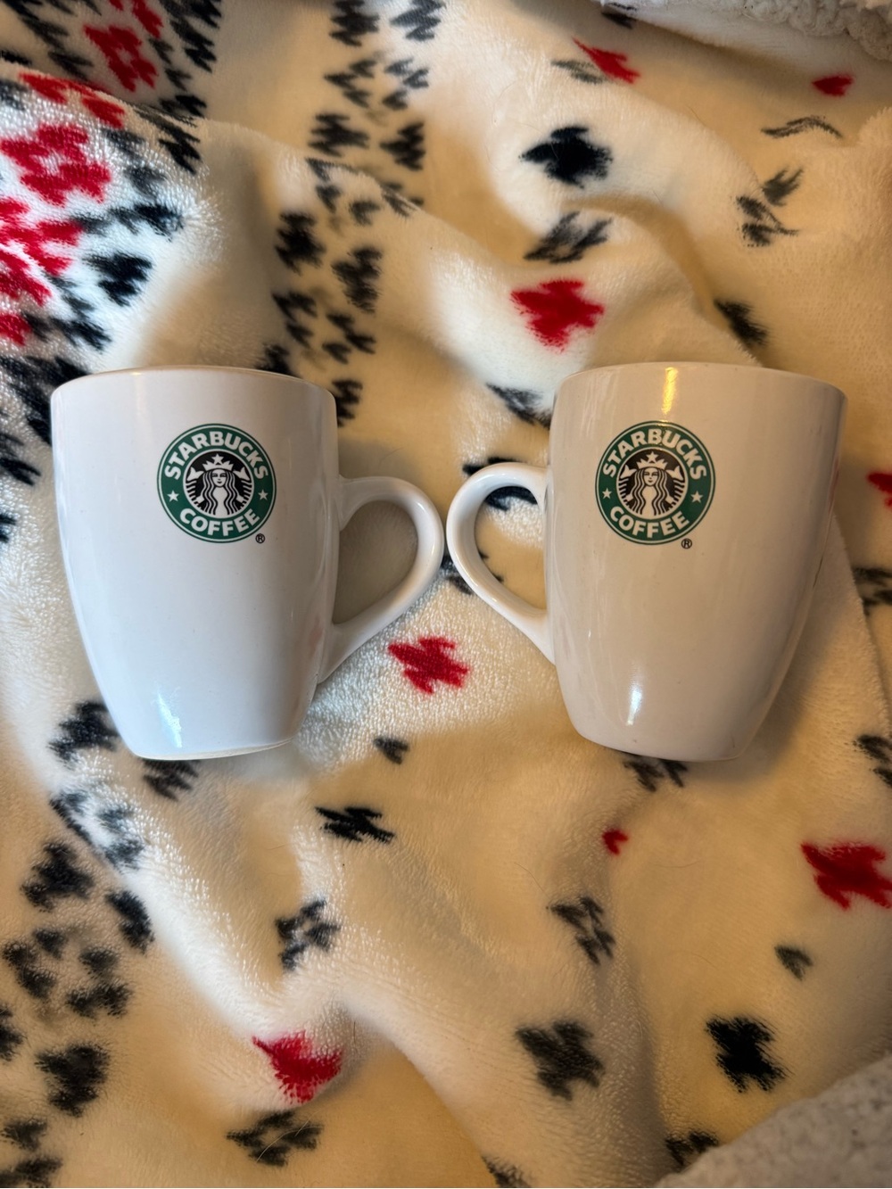 Starbucks White Mugs with Green Logo - Pair 07’
